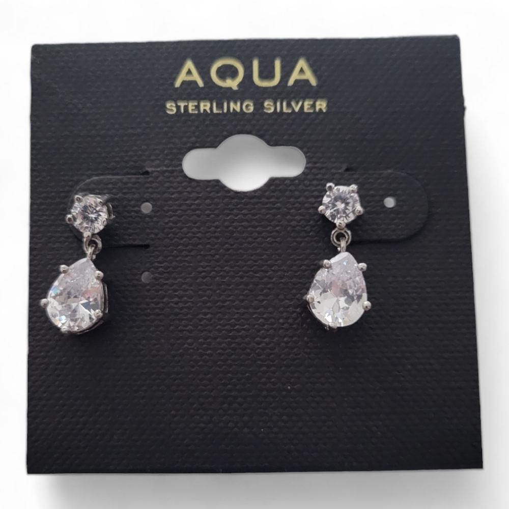 FINAL PRICE! Aqua Cubic Zirconia Tear Drop Earrings